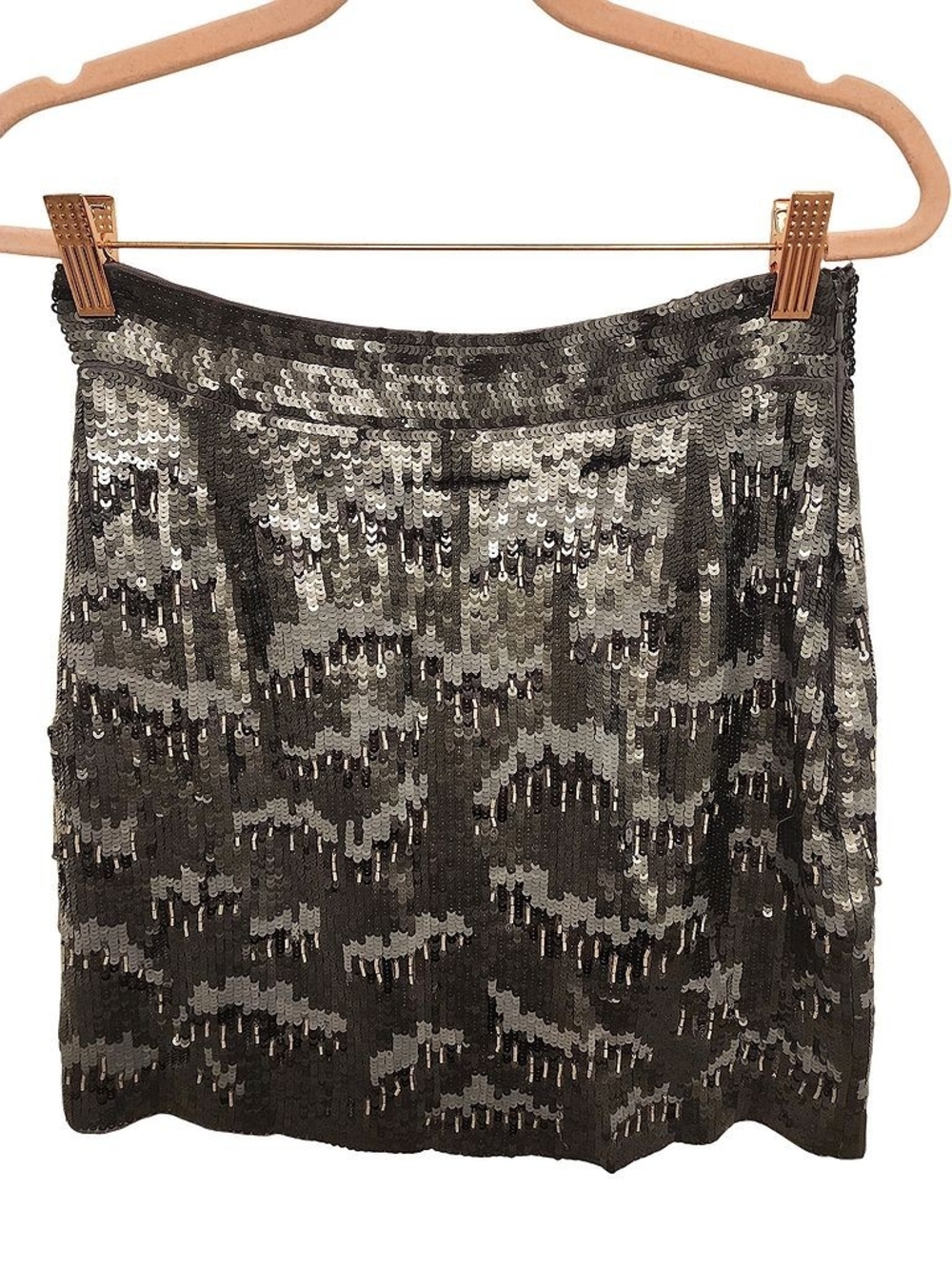 French Connection Black & Grey Skirt, Sequins & Beads, Size 4